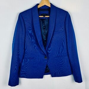 J. Crew Womens 100% Wool Blazer Jacket Sz 6 Blue Preppy Classic Business Office